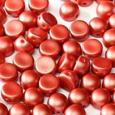 6mm Czech 2-Hole Cabochons - Pastel Dk Coral - Pack of 33