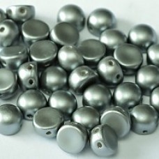 6mm Czech 2-Hole Cabochons - Pastel Lt Grey - Pack of 33
