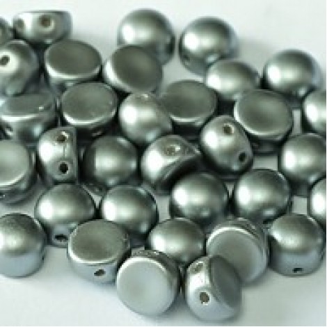 6mm Czech 2-Hole Cabochons - Pastel Lt Grey - Pack of 33