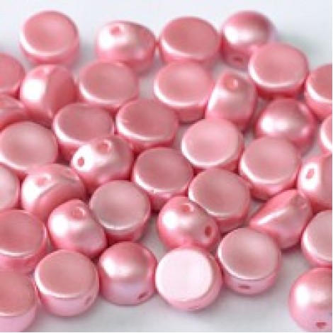6mm Czech 2-Hole Cabochons - Pastel Pink - Pack of 33