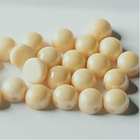 6mm Czech 2-Hole Cabochons - White Champagne - Pack of 33