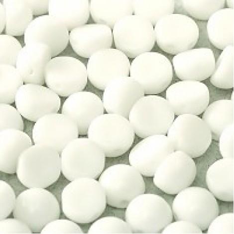 6mm Czech 2-Hole Cabochons - Chalk White - Pack of 33