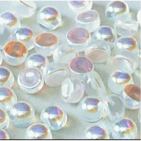 6mm Czech 2-Hole Cabochons - Crystal AB - Pack of 33