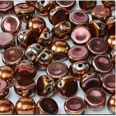 6mm Czech 2-Hole Cabochons - Capri Rose Full - Pack of 33