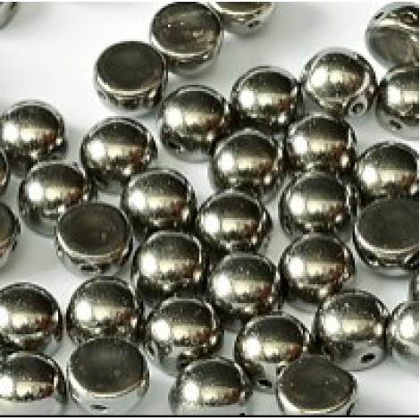 6mm Czech 2-Hole Cabochons - Crystal Full Chrome - Pack of 33