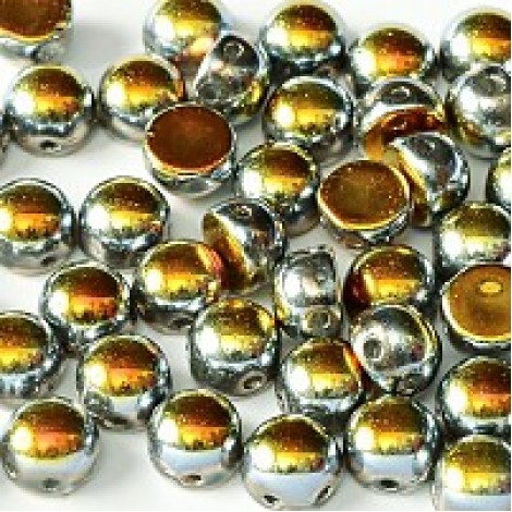 6mm Czech 2-Hole Cabochons - Crystal Full Marea - Pack of 33