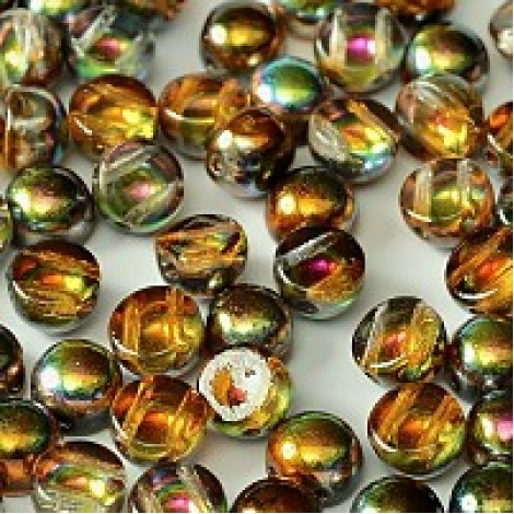 6mm Czech 2-Hole Cabochons - Crystal Magic Copper - Pack of 33