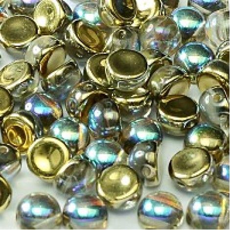 6mm Czech 2-Hole Cabochons - Crystal Golden Rainbow - Pack of 33