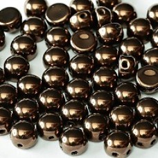 6mm Czech 2-Hole Cabochons - Jet Bronze - Pack of 33