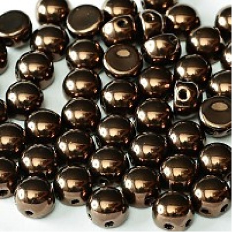 6mm Czech 2-Hole Cabochons - Jet Bronze - Pack of 33