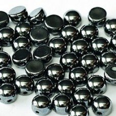 6mm Czech 2-Hole Cabochons - Jet Hematite - Pack of 33