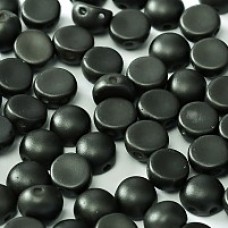 6mm Czech 2-Hole Cabochons - Metallic Black - Pack of 33