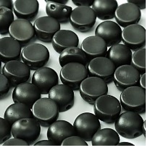 6mm Czech 2-Hole Cabochons - Metallic Black - Pack of 33