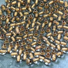 4mm Czech Round Glass Druk Beads - 14K Gold Lined Crystal - Pack of 50