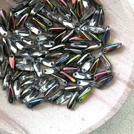 3x10mm Czech Glass Crystal Vitrail Dagger Beads - Pack of 50