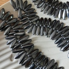 5x16mm Czech Dagger Beads - Hematite - Pack of 20
