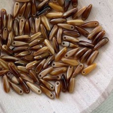 3x10mm Czech Dagger Beads - Pearl/Brown - Pack of 50