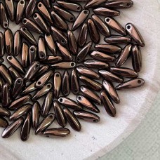 3x10mm Czech Dagger Beads - Dark Bronze - Pack of 50