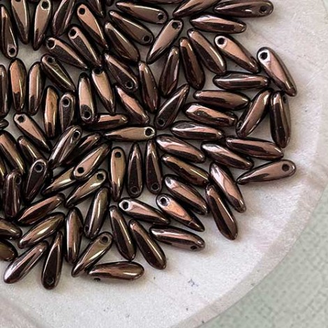 3x10mm Czech Dagger Beads - Dark Bronze - Pack of 50