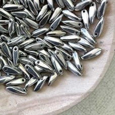 3x10mm Czech Dagger Beads - Silver - Pack of 50