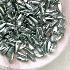 3x10mm Czech Glass Daggers - Pale Peridot 1/2 Silver - Pack of 50
