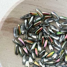 3x10mm Czech Glass Daggers - Crystal Vitrail - Pack of 50