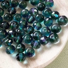 6x9mm Czech Firepolish Rondelles - Hurricane Glass Cassiopeia - Pack of 10
