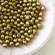 4x6mm Czech Matte Aztec Gold Top-Drilled Drops - Pack of 20
