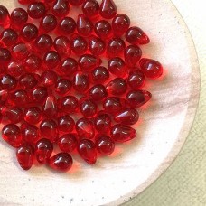 6x9mm Czech Top Drilled Teardrops - Siam - Pack of 20