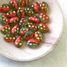 13x10mm Czech Tutti Frutti Gold Tri Top-Drilled Flat Drops - Pack of 12