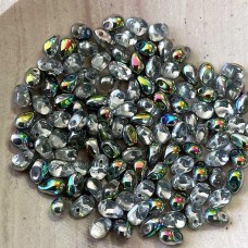 6x4mm Czech Top Drilled Teardrops - Crystal Vitrail - Pack of 20