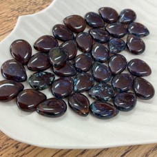 12x16mm Czech Pear Shaped Drops - Smoky Topaz-Picasso - Pack of 10
