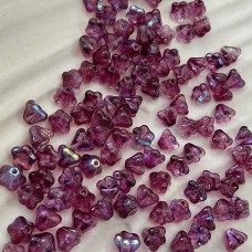4x6mm Czech Baby Bell Flowers - Coated Violet AB - Pack of 20