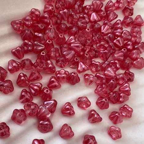 4x6mm Czech Baby Bell Flowers - Satin Sherbert - Pack of 20