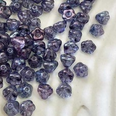 4x6mm Czech Baby Bellflower Beads - Transparent  Amethyst Luster - Pack of 20