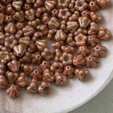 4x6mm Czech Baby Bellflowers - Opaque Luster Rose Gold - Pack of 20