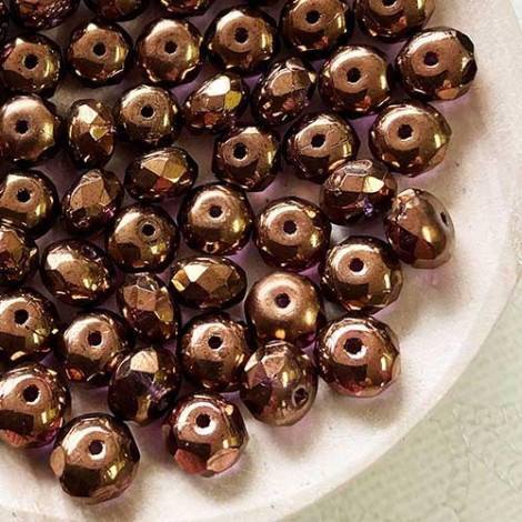 9x6mm Cz FP Rondelles - Bronze Illusion-French Rose - Pack of 10