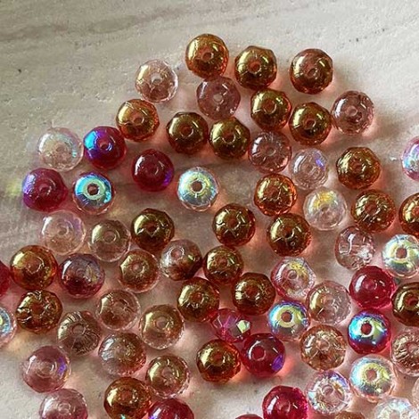 3x5mm Fancy Rose Gemstone Fire Polish Rondelle Mix - Pack of 10 3x5mm Fancy Rose Gemstone Fire Polish Rondelle Mix - Pack of 10