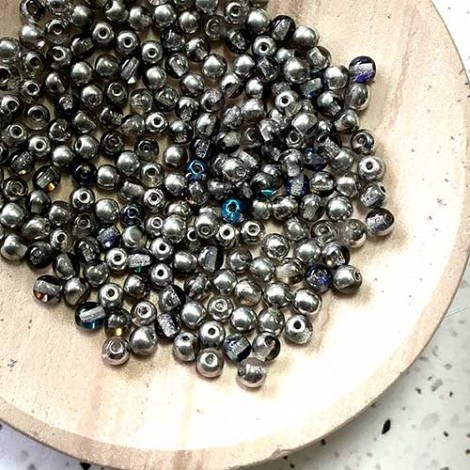 4mm Heliotrope Czech Round Glass Druk Beads - Pack of 100
