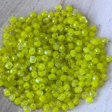 3mm Czech Firepolished Round Beads - Chartreuse/Crystal - Pack of 50