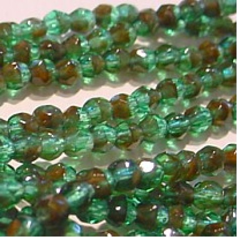 3mm Czech Hunter Green Fire Polished Beads