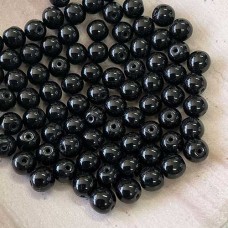 6mm Czech Round Glass Druk Beads - Jet Black - Pack of 20