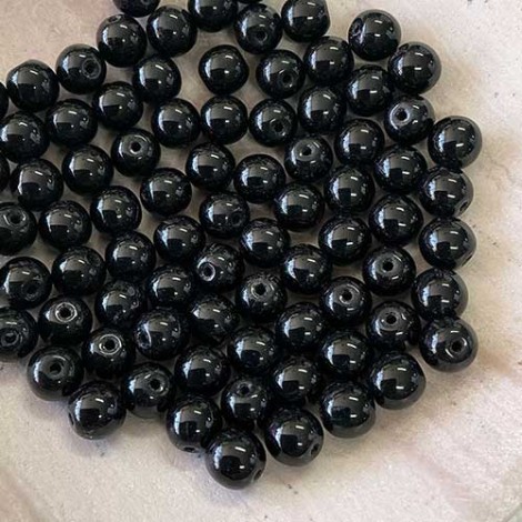 6mm Czech Round Glass Druk Beads - Jet Black - Pack of 20 6mm Czech Round Glass Druk Beads - Jet Black - Pack of 20