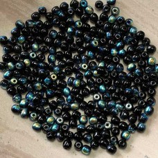 3mm Czech Round Beads - Jet AB - Pack of 100