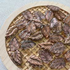 16mm Crystal & Gold Front Drilled Czech Leaf Beads - Pack of 10