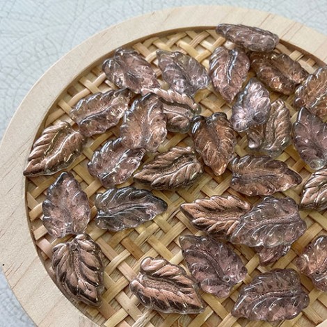 16mm Crystal & Gold Front Drilled Czech Leaf Beads - Pack of 10 16mm Crystal & Gold Front Drilled Czech Leaf Beads - Pack of 10