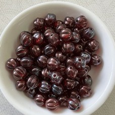 8mm Czech Glass Melon Beads - Siam Ruby Vega - Pack of 10