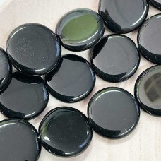 20mm Czech Round Medallion Beads - Jet Black - Pack of 11