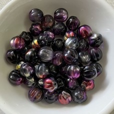 8mm Marea Purple/Jet Czech Melon Beads - Pack of 12