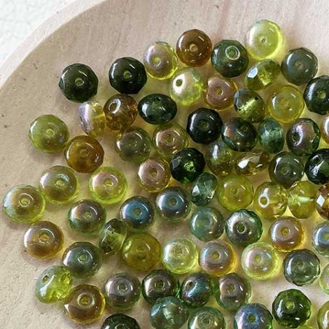 4x7mm Czech Olive Celsian Gemstone Firepolish Rondelle - Pack of 10